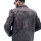 NEW MENS AVIATOR DISTRESS BLACK GREY REAL LEATHER JACKET