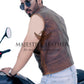 New Men's Biker Vintage Tan Brown Real Leather Motorcycle Vest