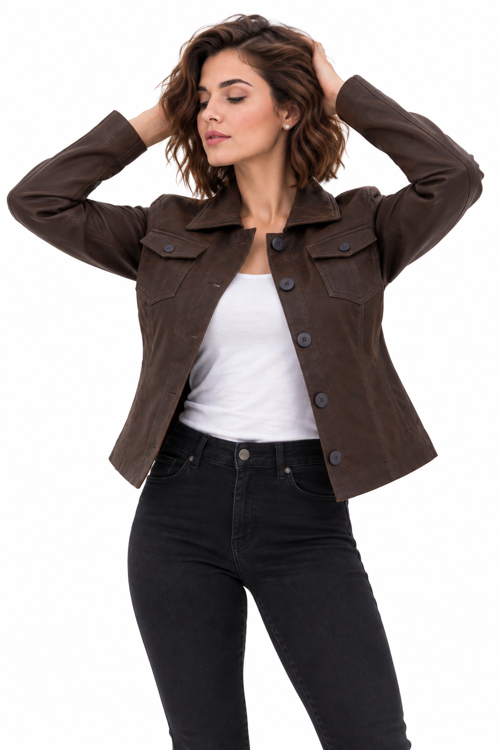 Women's New Real Black Soft Nubuck Suede Classic Jacket | Majestic Leather Majestic Leather