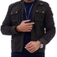 NEW MENS CHOCO BROWN REAL LAMBSKIN PREMIUM LEATHER JACKET