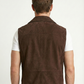 Men's French Lapel Real Suede Leather Vest | Majestic Leather — side profile | Majestic Leather UK
