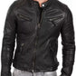 Majestic Leather - MENS VINTAGE DIAMOND CAFE RACER BLACK GENUINE LEATHER SLIM FIT REAL BIKER JACKET Majestic Leather