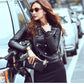 Women's - BTS Black Biker Real Leather Slim Fit Biker Jacket Majestic Leather