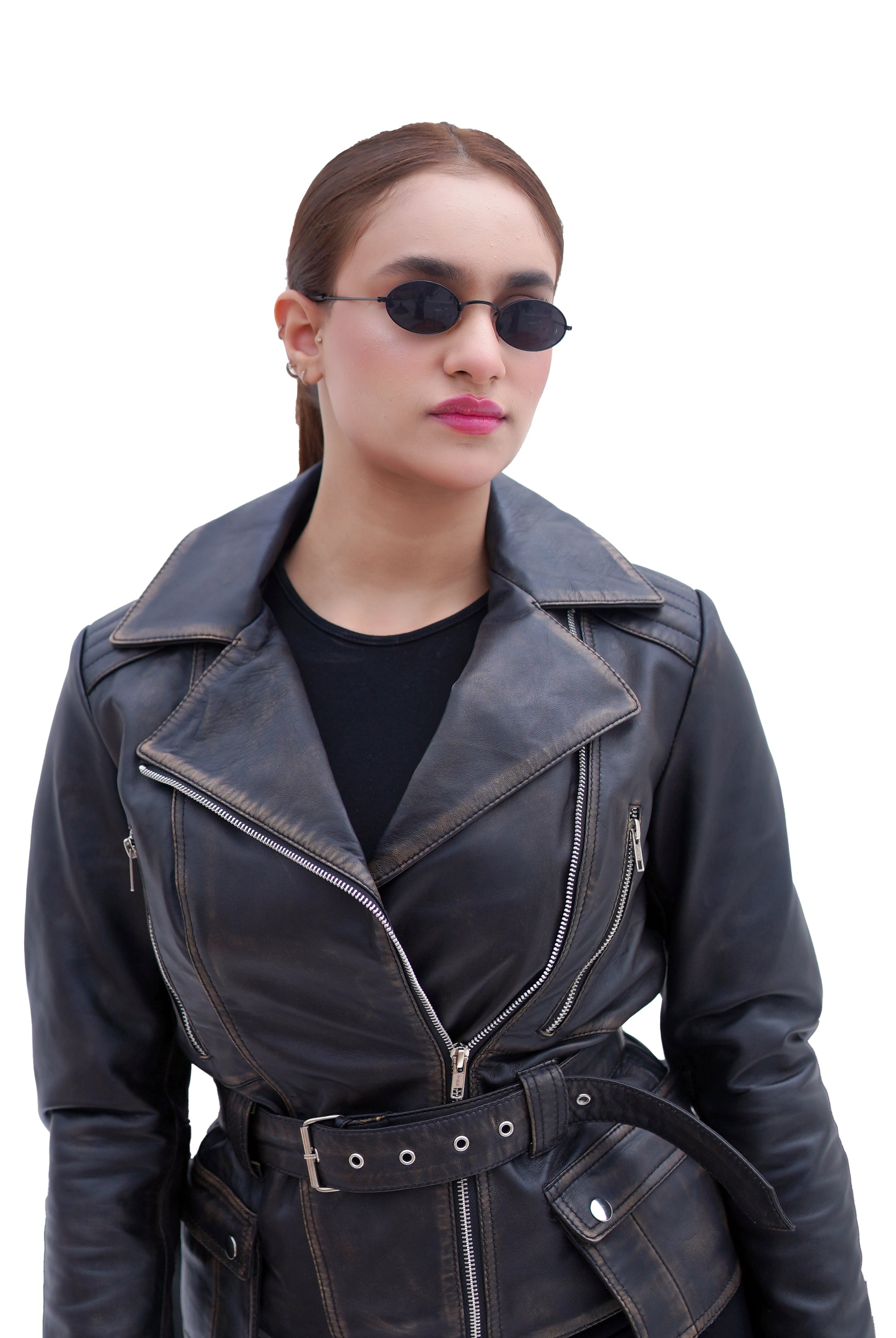 Women's New REAL LEATHER BIKER DISTRESS VINTAGE | Majestic Leather Majestic Leather