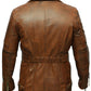 Real Leather Brown Jacket 3/4 Lenght Coat | Majestic Leather — collar detail | Majestic Leather UK