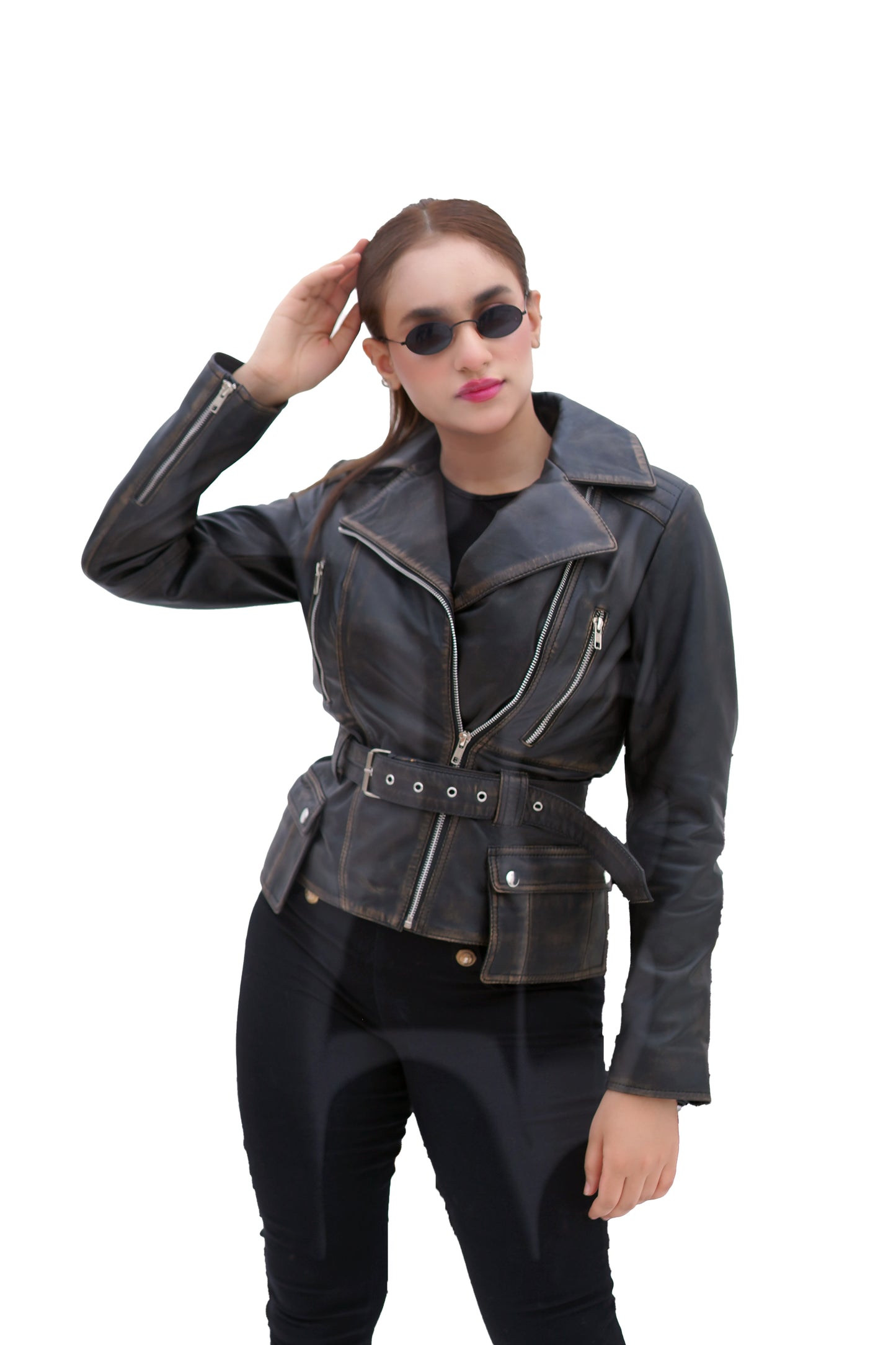 Women's New REAL LEATHER BIKER DISTRESS VINTAGE | Majestic Leather Majestic Leather