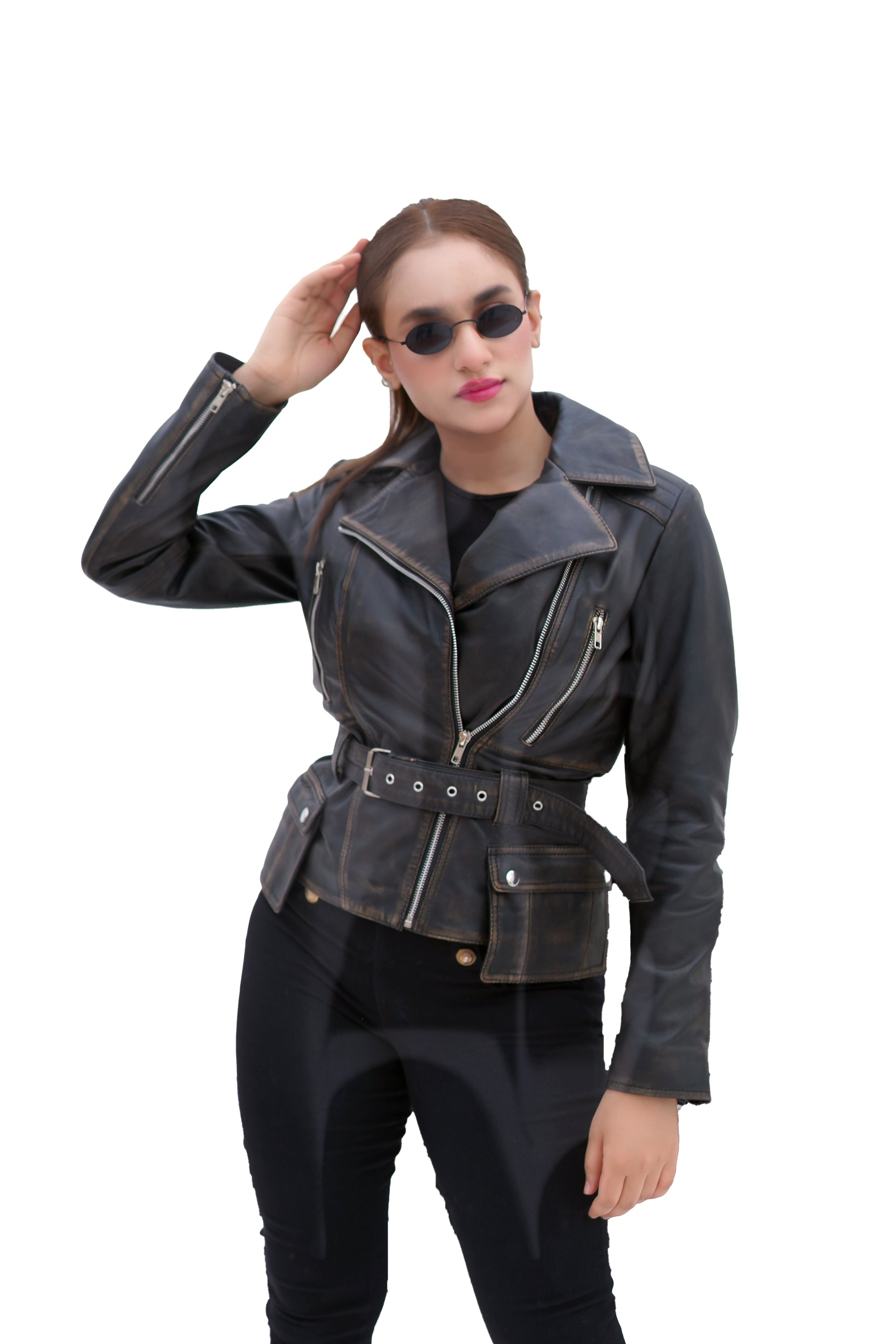 Women's New REAL LEATHER BIKER DISTRESS VINTAGE | Majestic Leather Majestic Leather