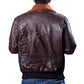 Men's G-1 Navy Leather Bomber Brown Real Leather Jacket