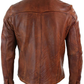 Majestic Leather - Mens Hot Genuine Real Leather Casual Tan Brown Shirt Majestic Leather