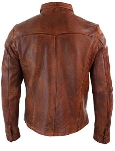 Majestic Leather - Mens Hot Genuine Real Leather Casual Tan Brown Shirt Majestic Leather