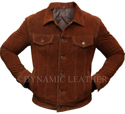Wolverine Hugh Jackman Logan Brown Suede Leather Jacket | Majestic Leather Majestic Leather