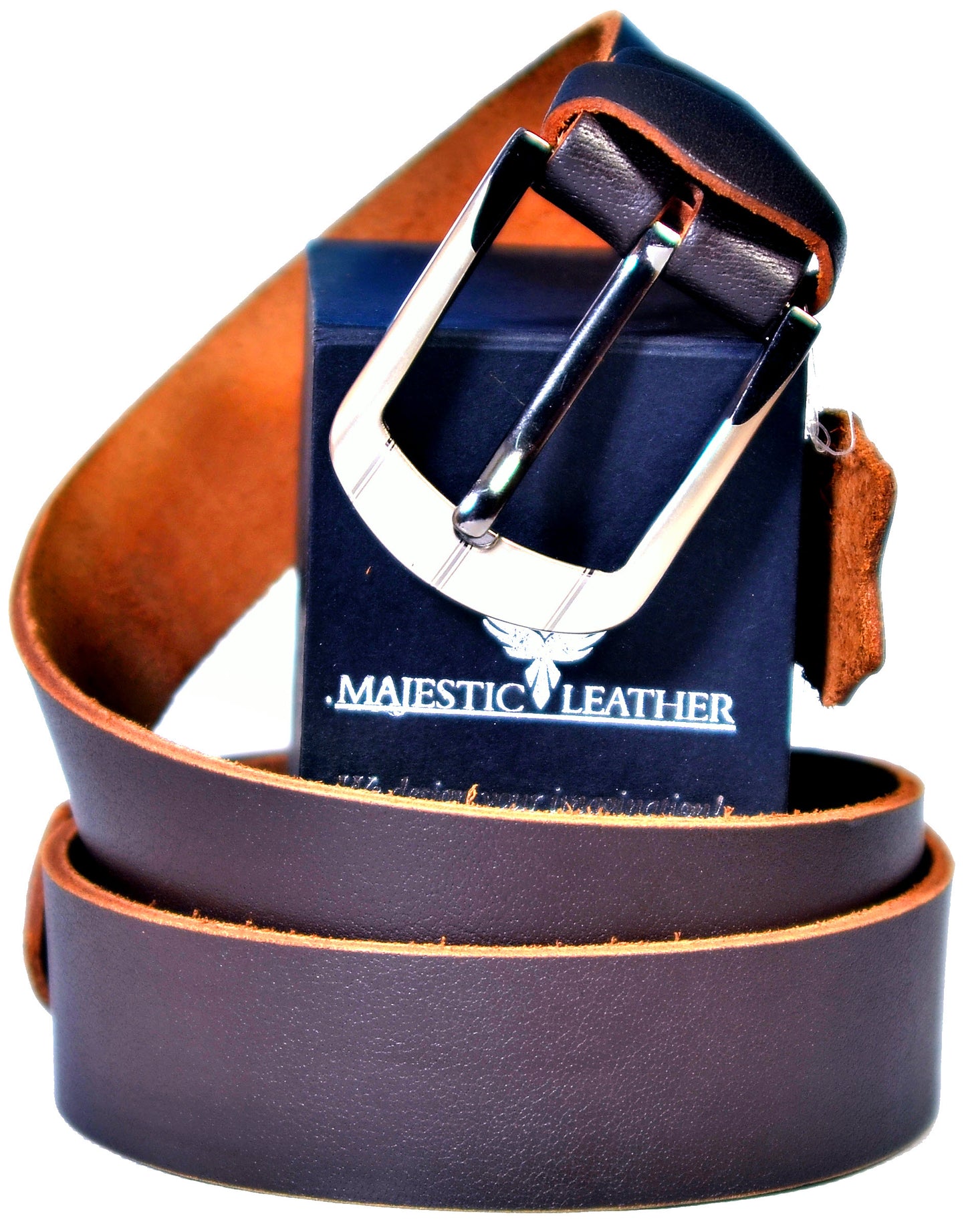 Men's Rustic Buffalo Brown Geninune Leather Belt Majestic Leather
