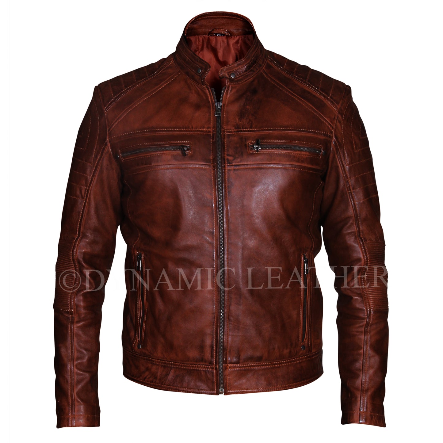 Men's Cafe Racer Slim Fit Brown Genuine Leather Jacket | Majestic Leather Majestic Leather