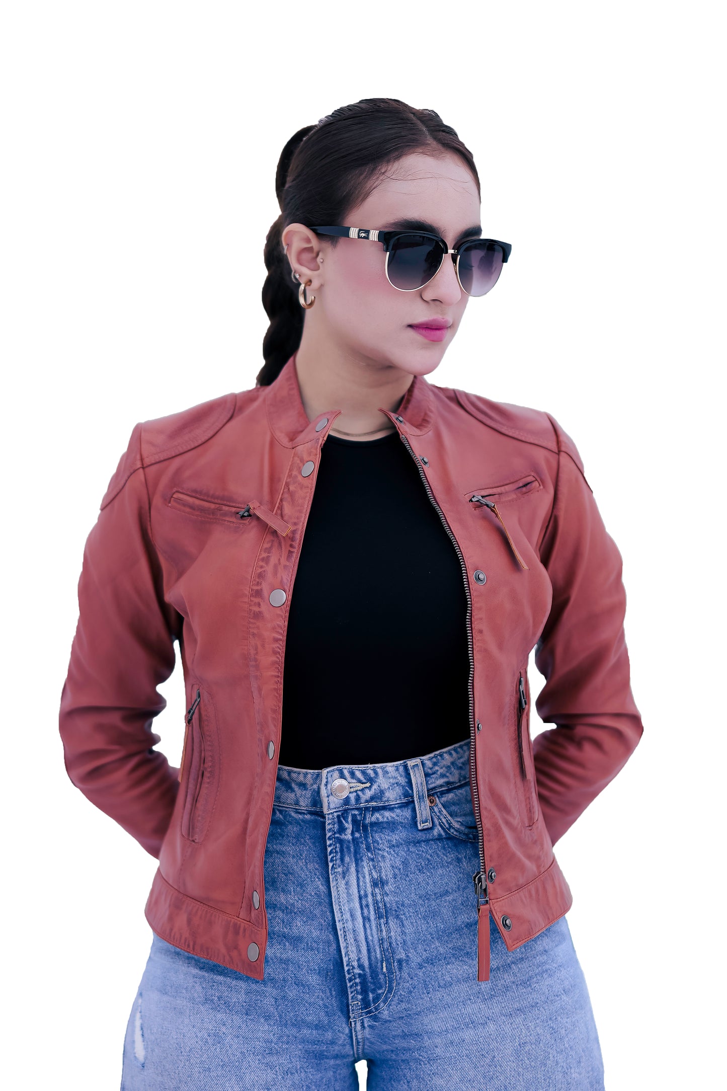 Women's New Real Lambskin Camel Brown Brando Biker Leather Jacket | Majestic Leather (Copy) Majestic Leather