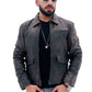 NEW MENS AVIATOR DISTRESS BLACK GREY REAL LEATHER JACKET