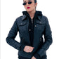 Women's New REAL TERMINATOR STYLE LEATHER HOODED VINTAGE SOFT LAMBSKIN JACKET Majestic Leather