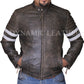 Majestic Leather - Mens Biker Vintage Distressed Faded Brown Fight Club Leather Jacket Majestic Leather