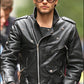 Majestic Leather - Mens New Biker Jared Leto Black Biker Leather Jacket