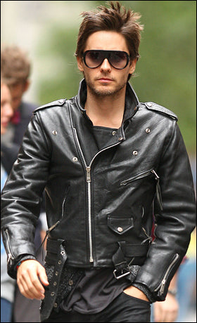 Majestic Leather - Mens New Biker Jared Leto Black Biker Leather Jacket Majestic Leather