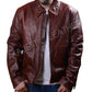 Men's Magnificent Dark Chocolate Brown Biker Vintage Motorcycle Distressed Racer Leather Jacket (837)
