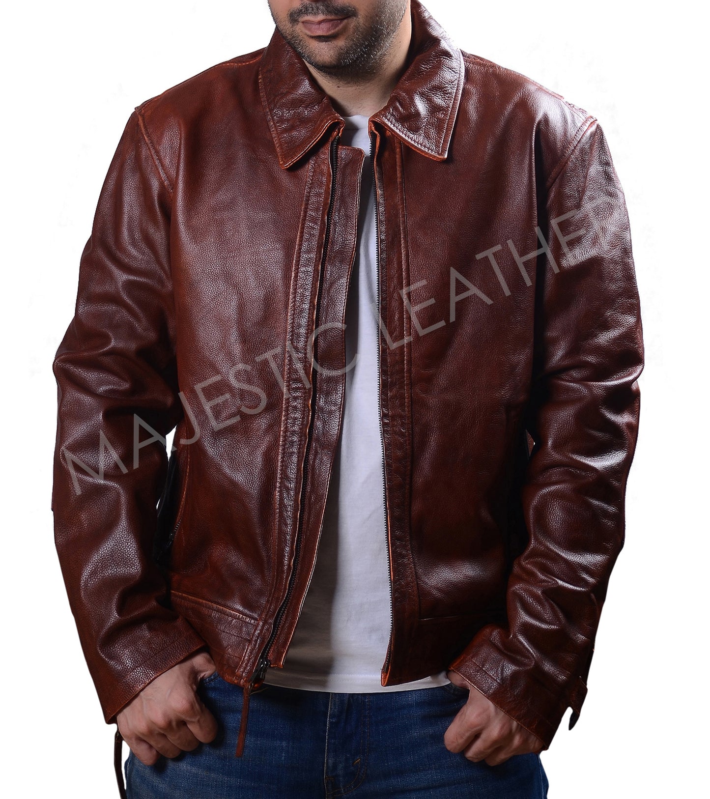 Men's Magnificent Dark Chocolate Brown Biker Vintage Motorcycle Distressed Racer Leather Jacket (837)