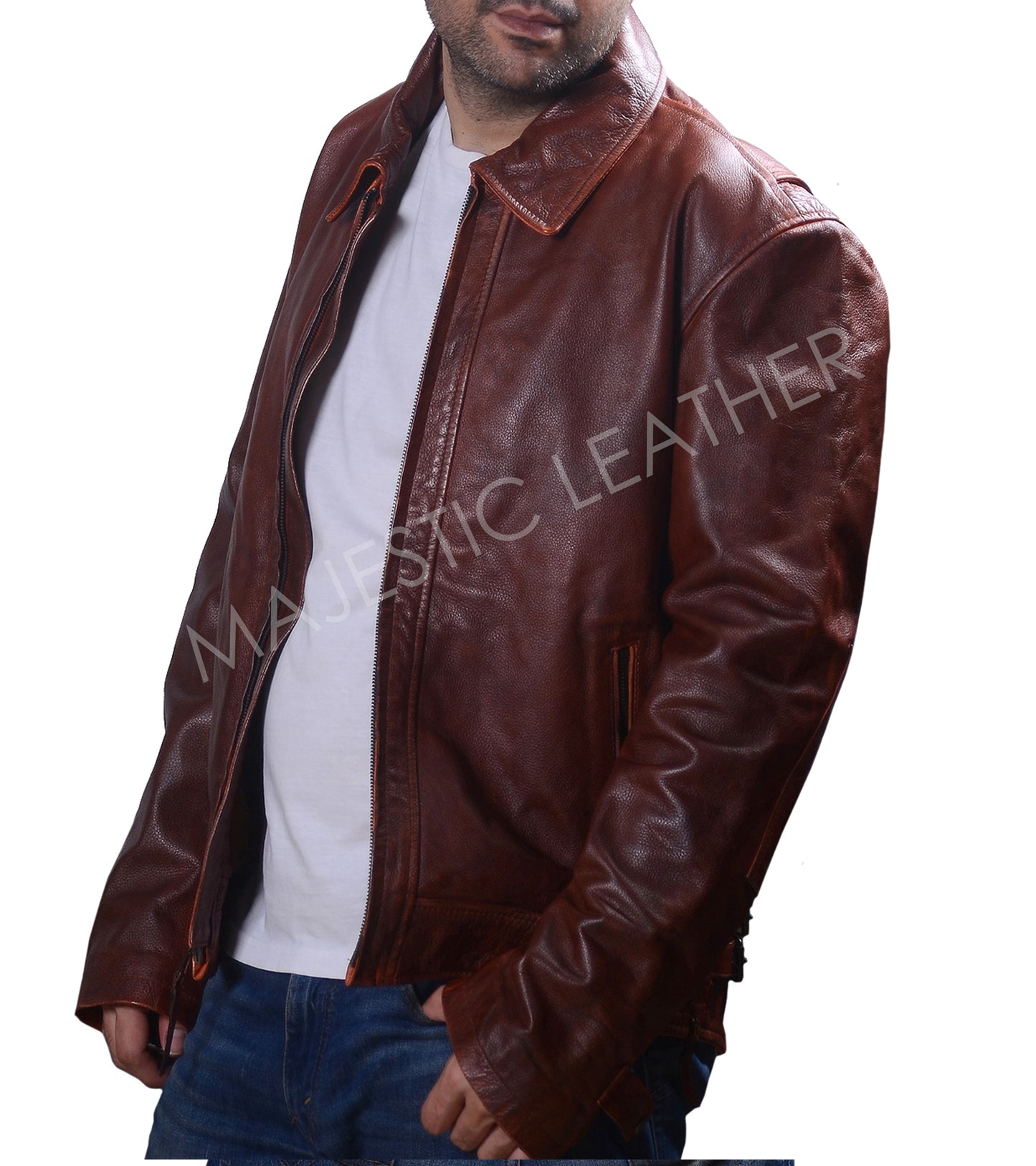 Men's Magnificent Dark Chocolate Brown Biker Vintage Motorcycle Distressed Racer Leather Jacket (837)