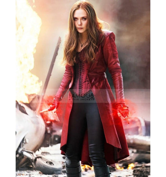 Civil War Scarlet Witch Coat — front view | Majestic Leather UK