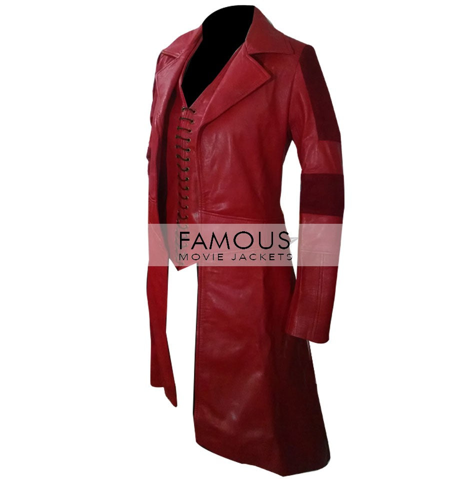 Civil War Scarlet Witch Coat — collar detail | Majestic Leather UK