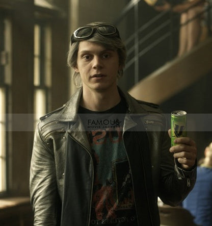 Evan Peters Quicksilver Black Leather Jacket | Majestic Leather — back view | Majestic Leather UK