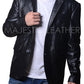 Herrenblazer aus echtem Lammleder mit zwei Knöpfen, formeller, halblässiger Slim Fit, schwarzer Blazer