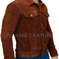 Wolverine Hugh Jackman Logan Brown Suede Leather Jacket | Majestic Leather Majestic Leather