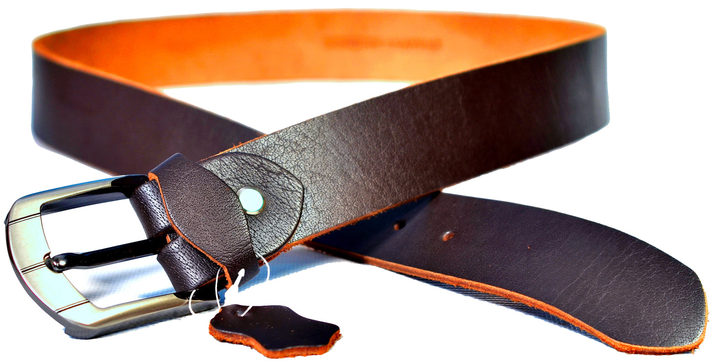 Men's Rustic Buffalo Brown Geninune Leather Belt Majestic Leather