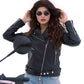 WOMEN REAL LEATHER CLASSIC BIKER LEATHER JACKET SOFT LAMBSKIN