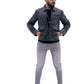 NEW MENS AVIATOR DISTRESS BLACK GREY REAL LEATHER JACKET
