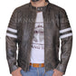 Majestic Leather - Mens Biker Vintage Distressed Faded Brown Fight Club Leather Jacket Majestic Leather