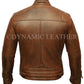Men's Cross Pocket Zipped Wrinkled Shoulders Racer Brown Leather Jacket | Majestic Leather Majestic Leather