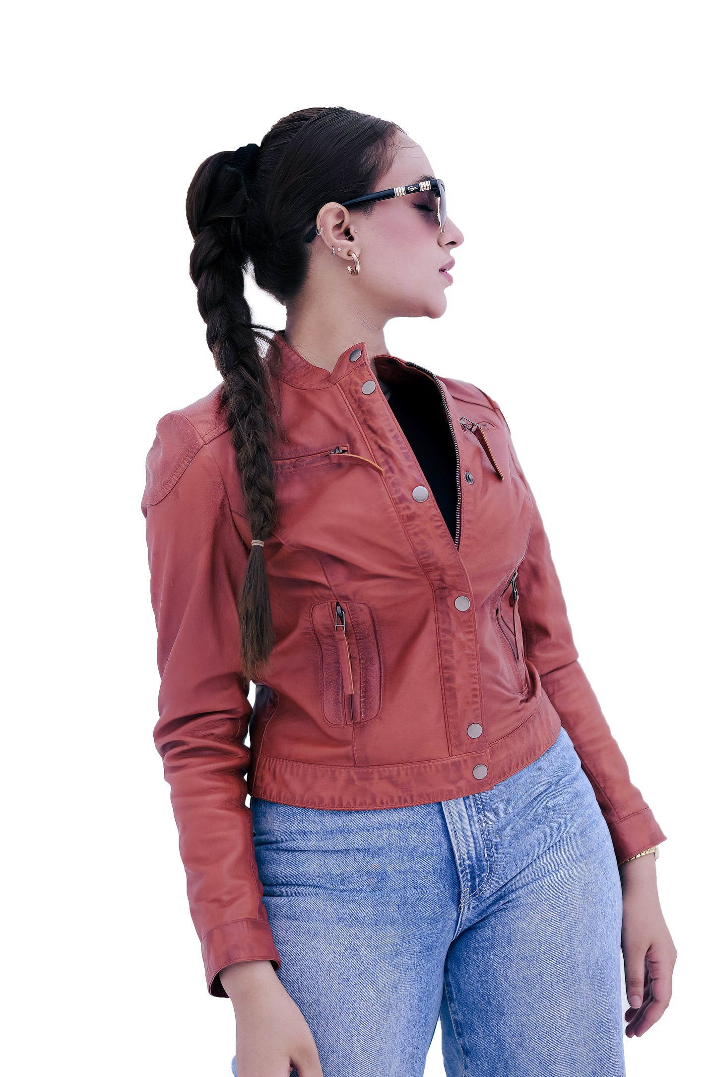 Women's New Real Lambskin Camel Brown Brando Biker Leather Jacket | Majestic Leather (Copy) Majestic Leather