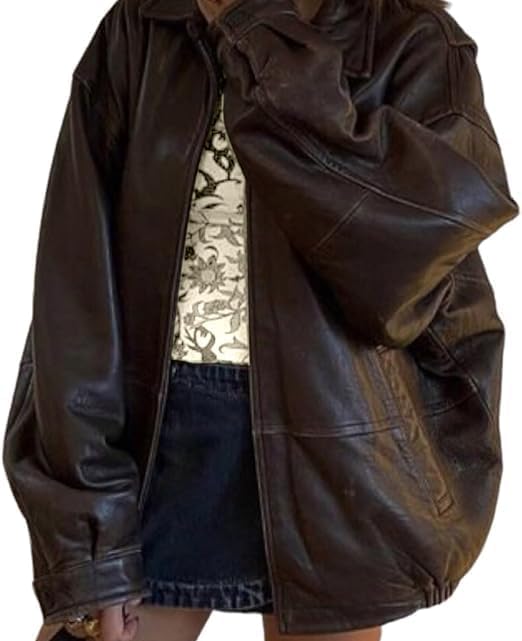 Oversize Bomber Lambskin Soft Real Leather Jacket, Women 90s Fashion Jacket Majestic Leather