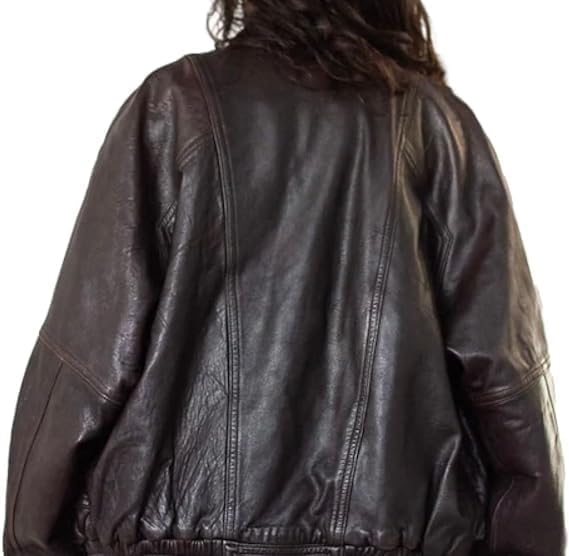 Oversize Bomber Lambskin Soft Real Leather Jacket, Women 90s Fashion Jacket Majestic Leather