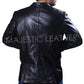 Herrenblazer aus echtem Lammleder mit zwei Knöpfen, formeller, halblässiger Slim Fit, schwarzer Blazer