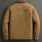 Majestic Leather - Men's New Men’s Tan Yellow Quilted Stone Jacket with Corduroy Collar – Diamond Stitch Field Coat with Zip Closure Majestic Leather