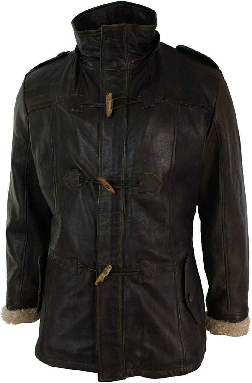 Men's Brown 3/4 Tan Hooded Safari Fur Winter Long Real Leather Jacket | Majestic Leather Majestic Leather