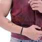 New Men's Biker Vintage Tan Brown Real Leather Motorcycle Button-Down Vest