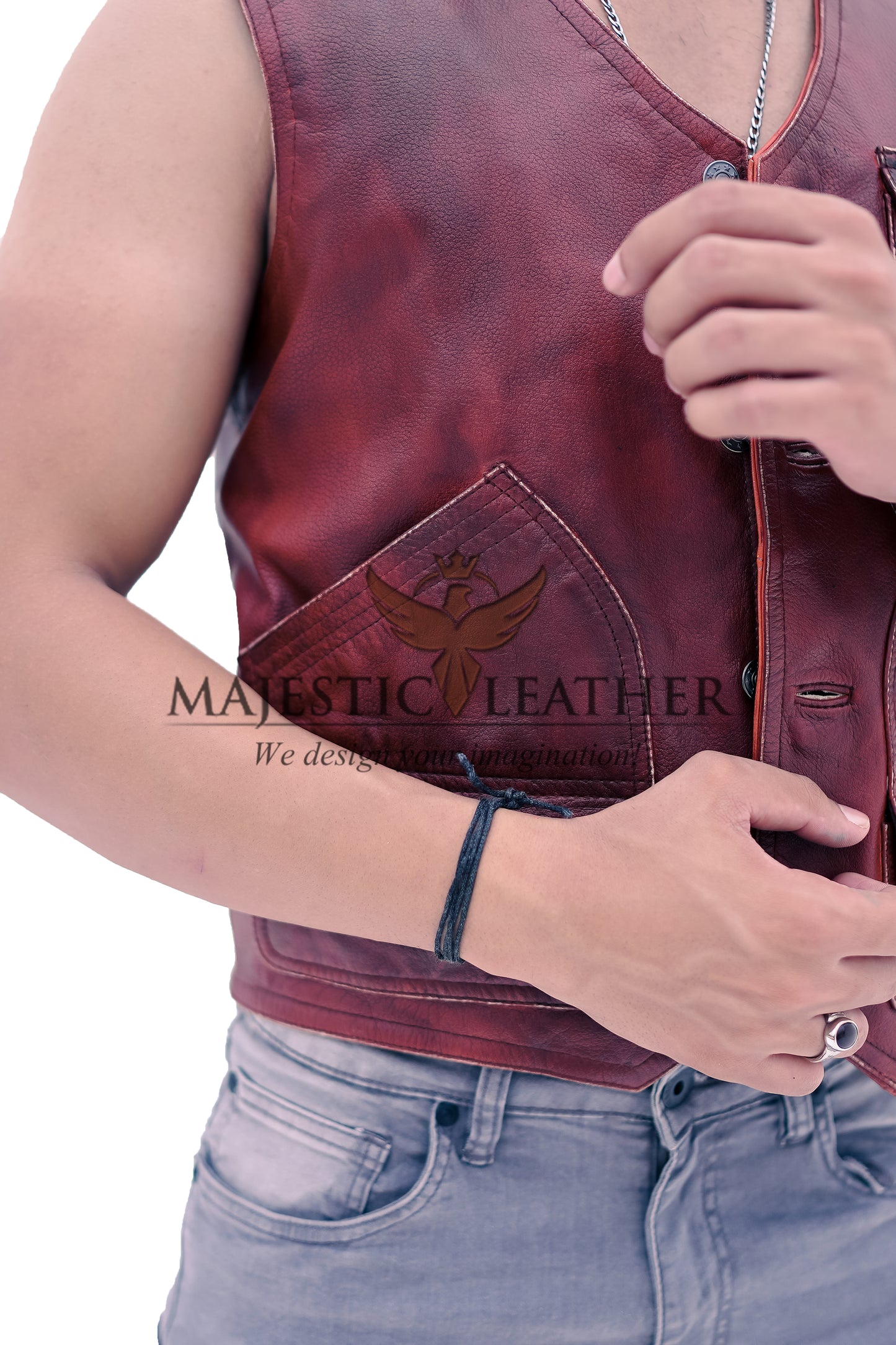 New Men's Biker Vintage Tan Brown Real Leather Motorcycle Button-Down Vest