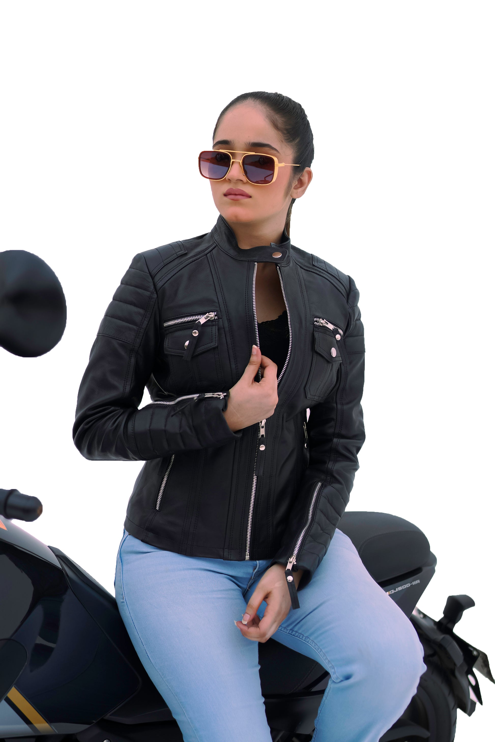 Women's New Real Leather Classic Biker Leather Jacket Soft Lambskin | Majestic Leather Majestic Leather