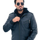 New Mens Genuine Real Leather Jacket Black Bomber Winter Hooded Jacket Coat