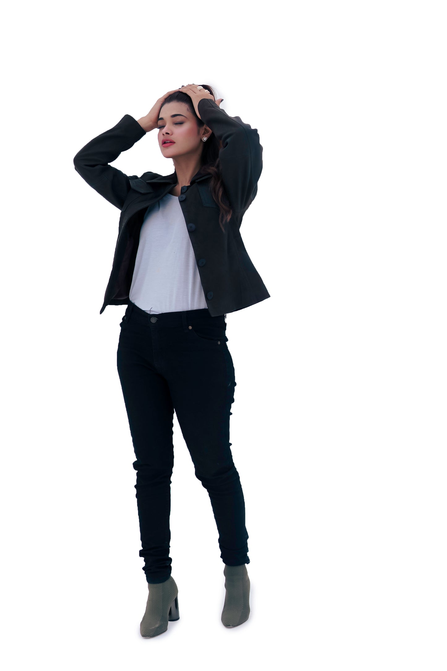 Women's New Real Black Soft Nubuck Suede Classic Shirt | Majestic Leather Majestic Leather