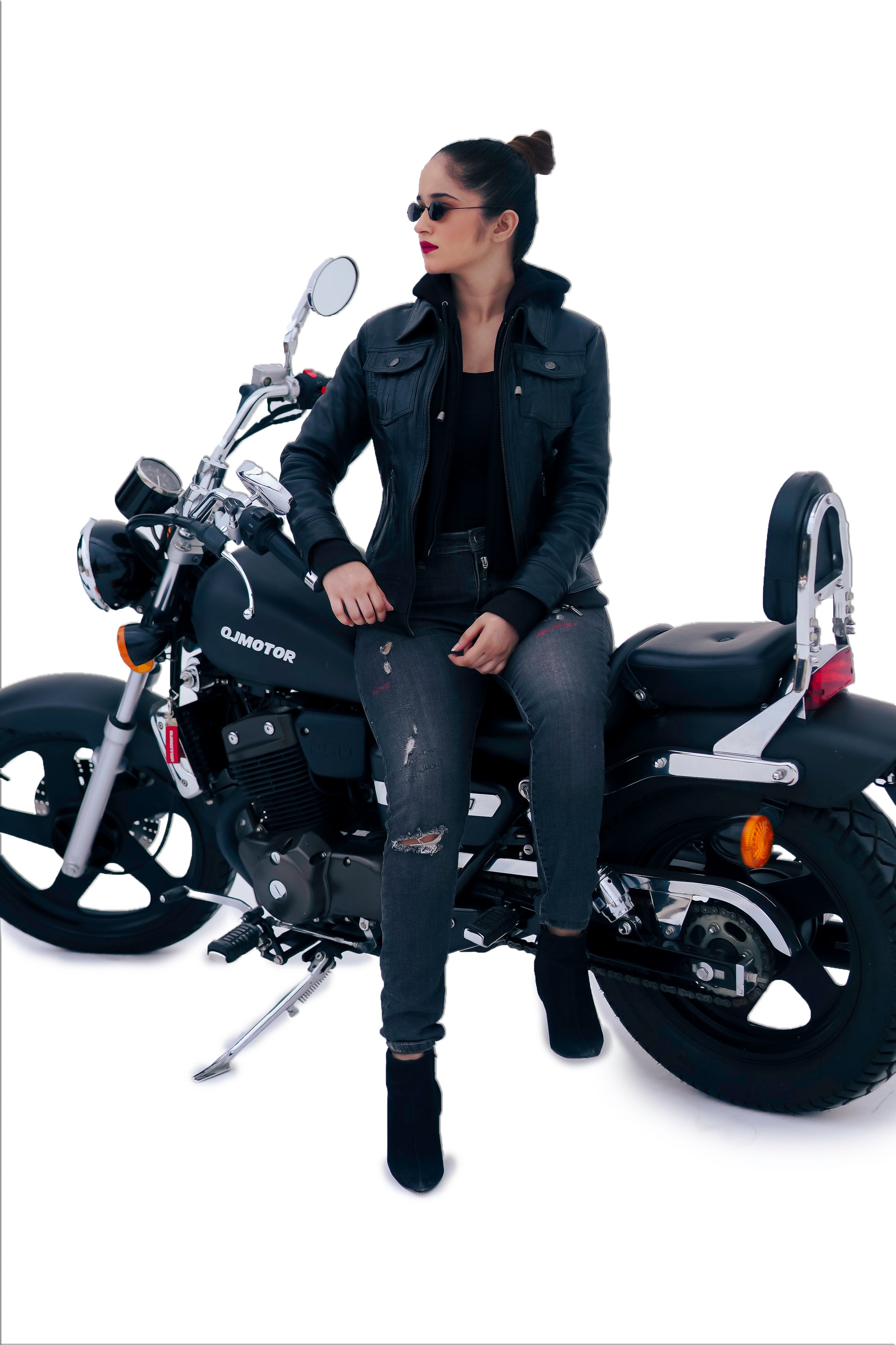 Women's New REAL TERMINATOR STYLE LEATHER HOODED VINTAGE SOFT LAMBSKIN JACKET Majestic Leather