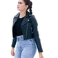 New Women Black Slim Fit Biker Style Moto Genuine Leather Jacket