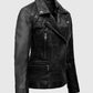 Chloe Decker Black Leather Jacket – Women’s | Majestic Leather — collar detail | Majestic Leather UK